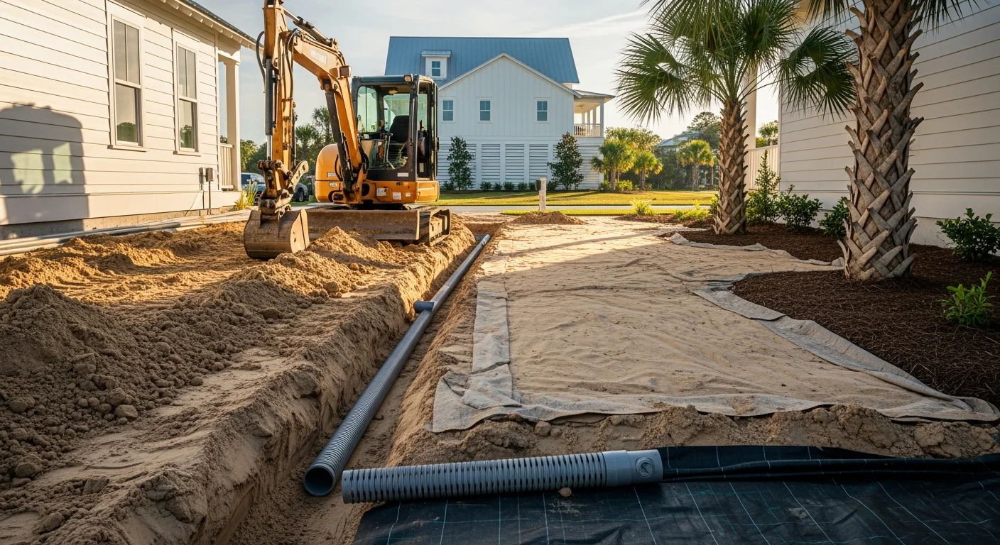 Completed seawall installation protecting a Destin waterfront property