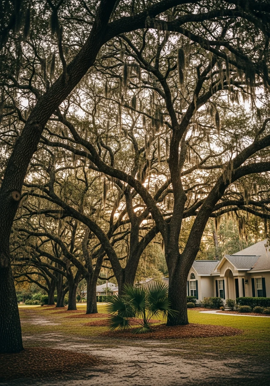 Freeport home exterior with natural landscaping and peaceful country surroundings.